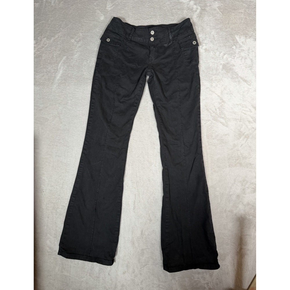J Galt Womens Black Twill Cargo Flare Pants Stretch Pockets RR172YR14 S